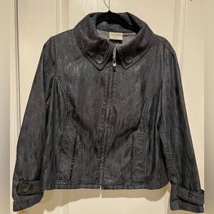 Tribal Jeans Womens Jacket Size 10 Full Zipper Black Button Accents Pockets.